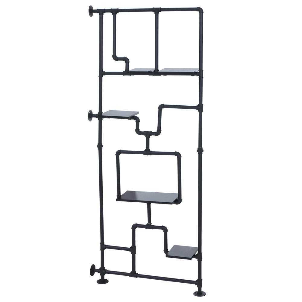 Raumteiler mit Regal Wohnregal Industrial Metall 203x80x20cm schwarz
