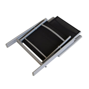 Klappstühle RAVENNA im 2er-Set – Aluminium silbergrau mit schwarzem Kunstgewebe
