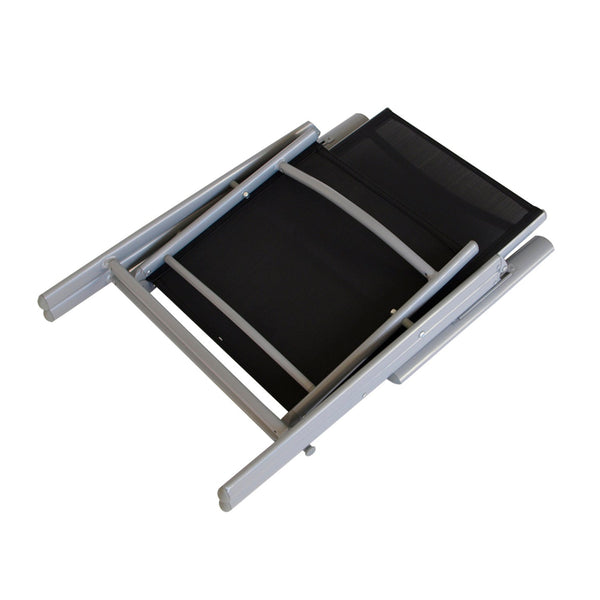 Klappstühle RAVENNA im 2er-Set – Aluminium silbergrau mit schwarzem Kunstgewebe