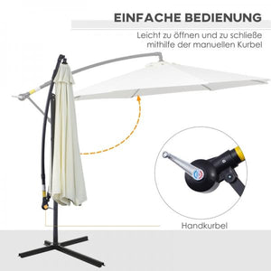Sonnenschirm mit Kurbel Wetterbeständig 3 m x 3 m x 2,5 m Stahl Polyester Creme