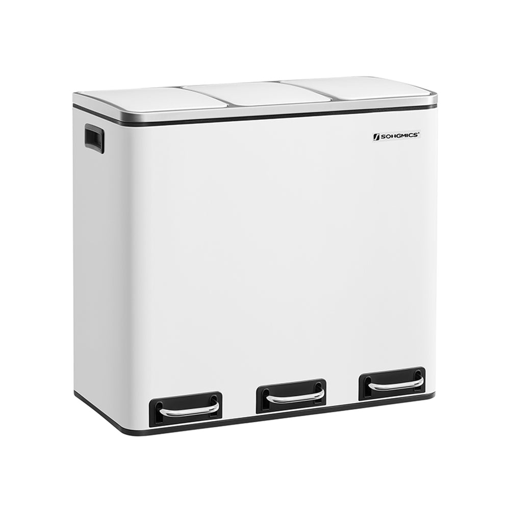 Poubelle de recyclage, poubelle, 3 x 18 L, blanche