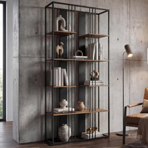 Regal Bücherschrank Hochschrank Industrial 180x80x31cm schwarz braun