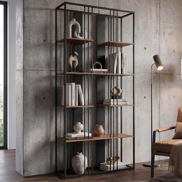 Regal Bücherschrank Hochschrank Industrial 180x80x31cm schwarz braun