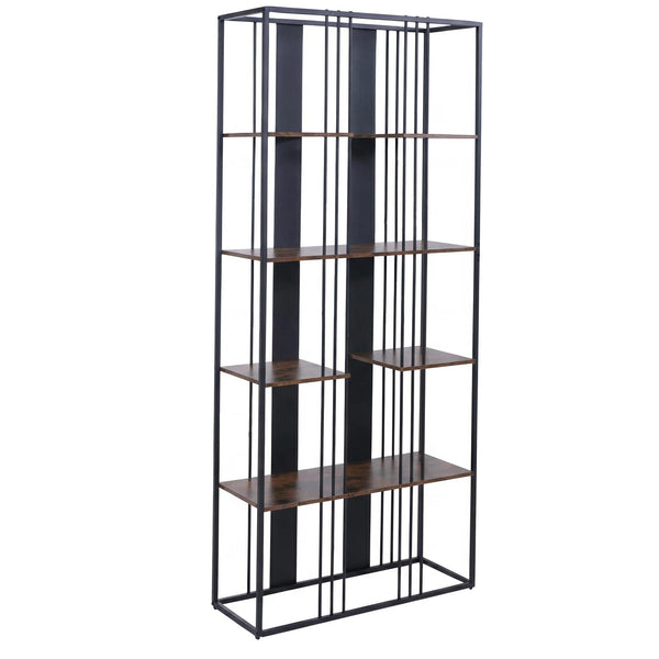 Regal Bücherschrank Hochschrank Industrial 180x80x31cm schwarz dunkelbraun