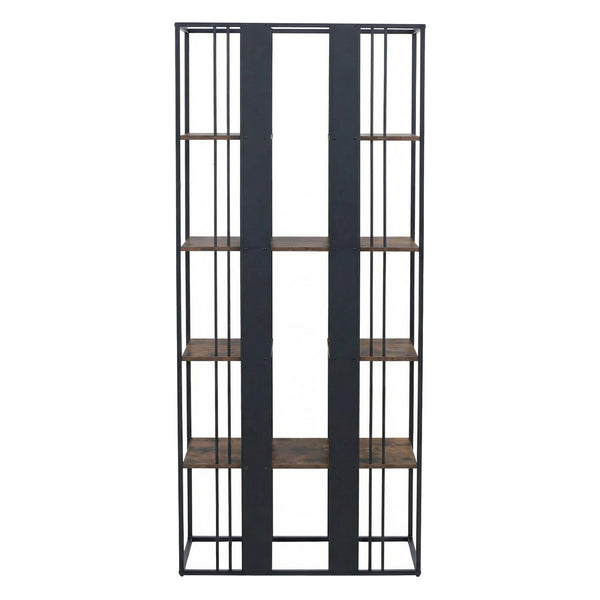 Regal Bücherschrank Hochschrank Industrial 180x80x31cm schwarz dunkelbraun