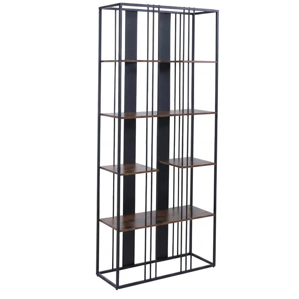 Regal Bücherschrank Hochschrank Industrial 180x80x31cm schwarz dunkelbraun
