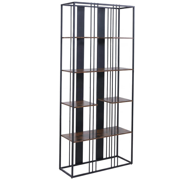 Regal Bücherschrank Hochschrank Industrial 180x80x31cm schwarz dunkelbraun