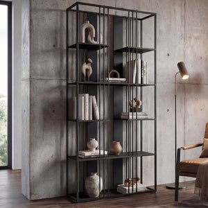 Regal Bücherschrank Hochschrank Industrial 180x80x31cm schwarz