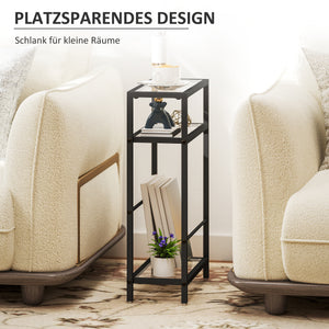 Regal schmal mit Glasböden und Stahlgestell 3-stufig schwarz