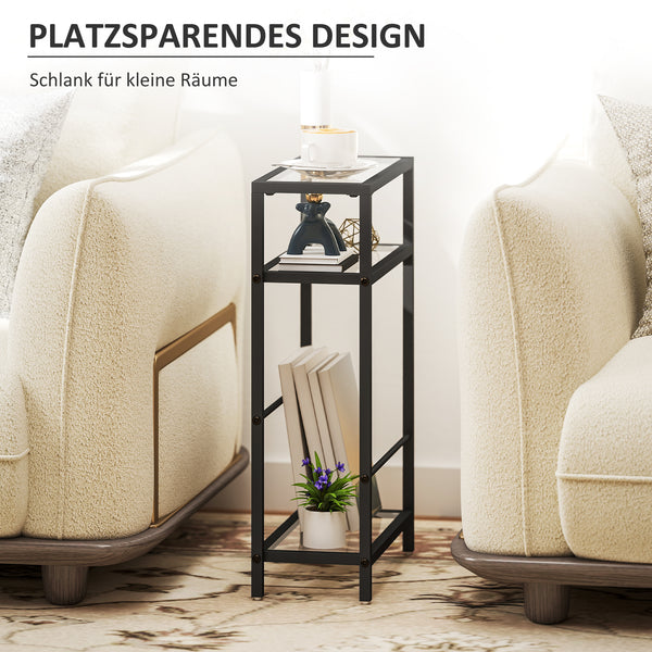 Regal schmal mit Glasböden und Stahlgestell 3-stufig schwarz