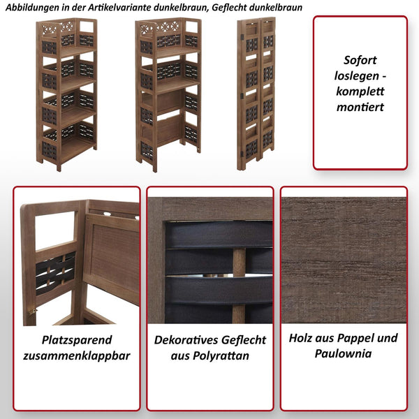 Regal JAM-K86 Standregal klappbar 110cm Geflecht dunkelbraun