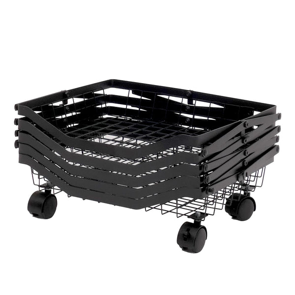Regal Küchenregal Rollregal Küchenwagen Korb faltbar 95x39x28cm schwarz