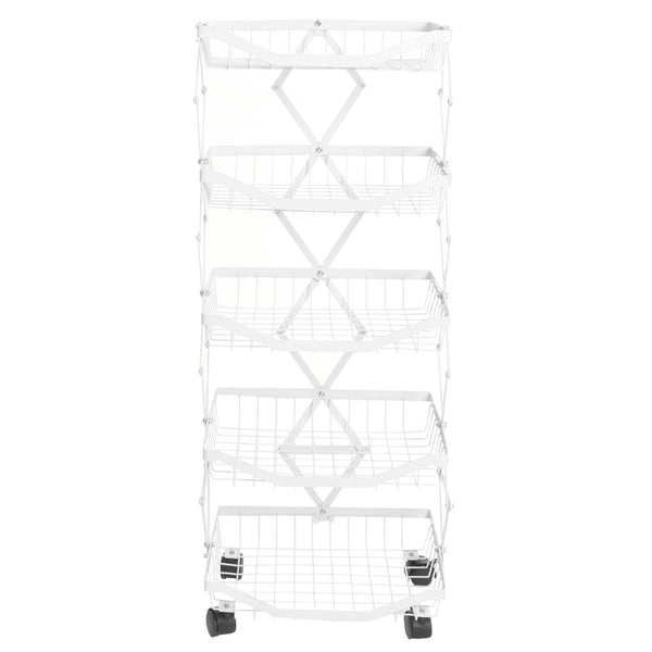 Regal Küchenregal Rollregal Küchenwagen Korb faltbar 95x39x28cm weiss