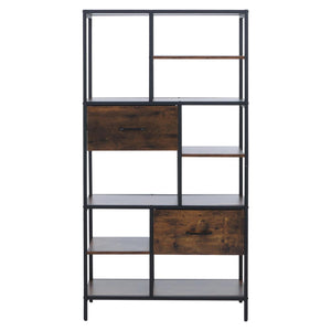 Regal Regalschrank Bücherregal Schubladen Industrial 150x81x33cm dunkelbraun