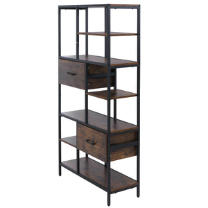 Regal Regalschrank Bücherregal Schubladen Industrial 150x81x33cm dunkelbraun