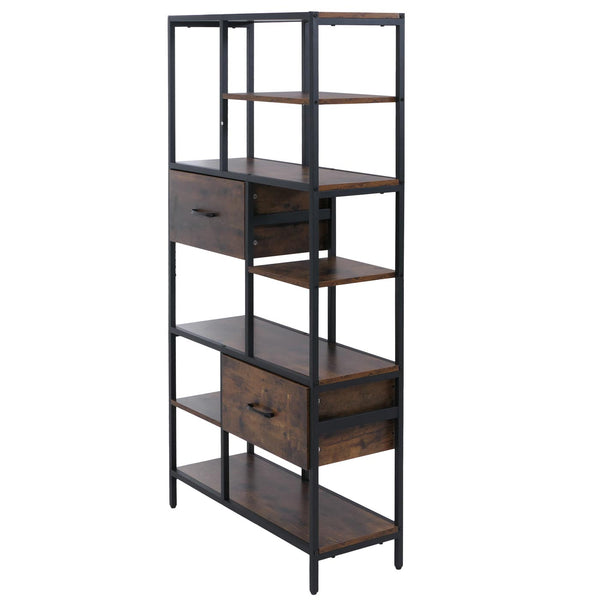 Regal Regalschrank Bücherregal Schubladen Industrial 150x81x33cm dunkelbraun