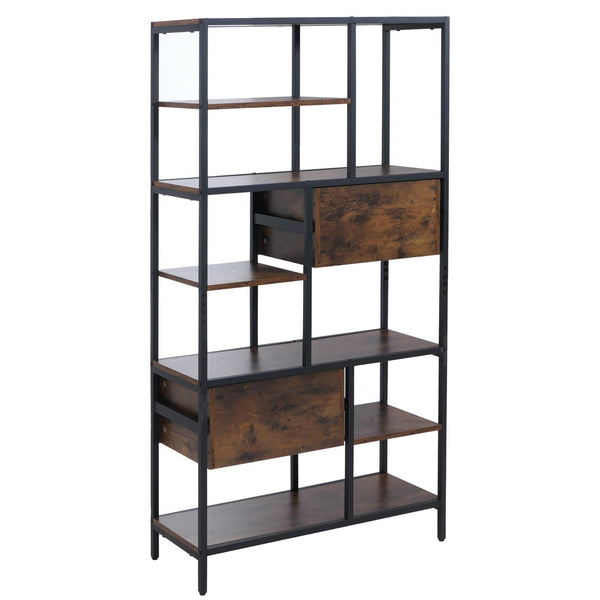 Regal Regalschrank Bücherregal Schubladen Industrial 150x81x33cm dunkelbraun