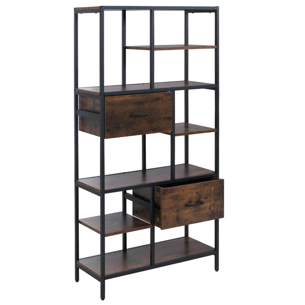 Regal Regalschrank Bücherregal Schubladen Industrial 150x81x33cm dunkelbraun