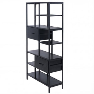 Regal Regalschrank Bücherregal Schubladen Industrial 150x81x33cm schwarz