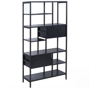 Regal Regalschrank Bücherregal Schubladen Industrial 150x81x33cm schwarz