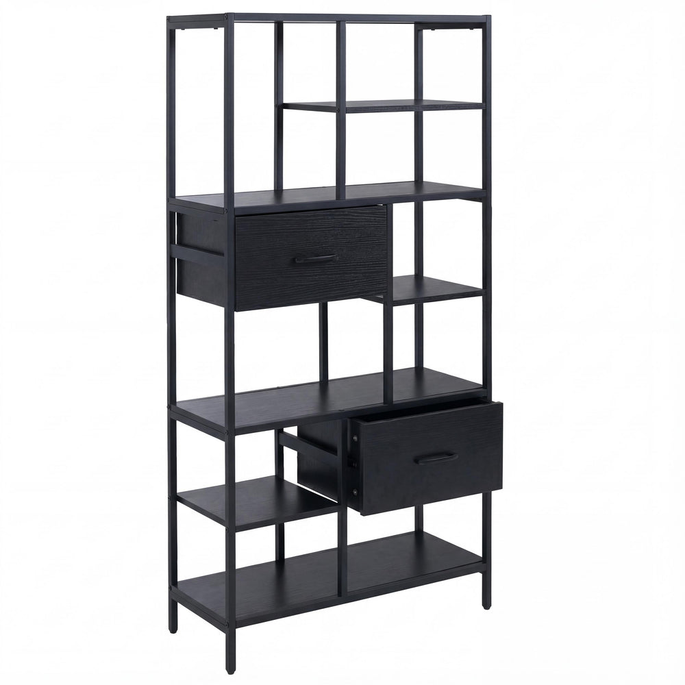 Regal Regalschrank Bücherregal Schubladen Industrial 150x81x33cm schwarz