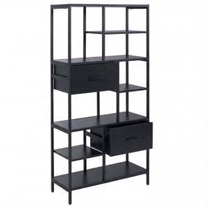 Regal Regalschrank Bücherregal Schubladen Industrial 150x81x33cm schwarz