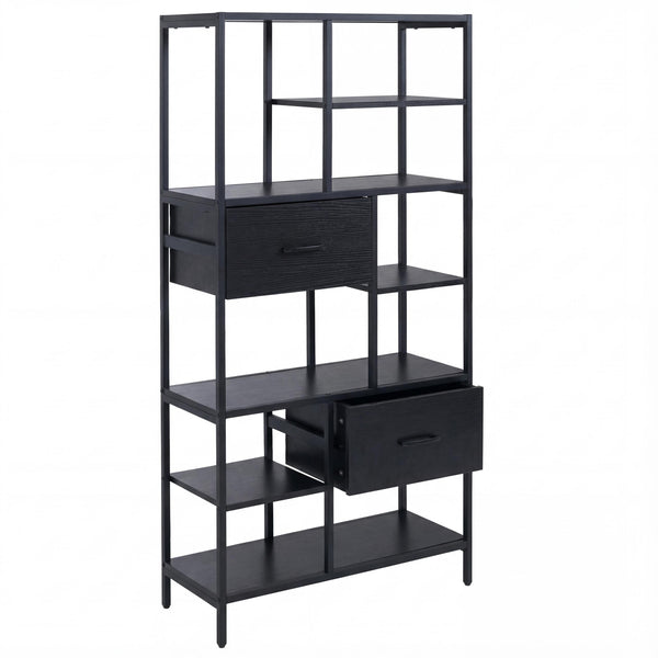 Regal Regalschrank Bücherregal Schubladen Industrial 150x81x33cm schwarz