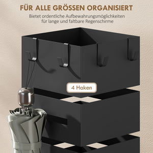 Regenschirmständer freistehend mit Tropfschale Metall schwarz