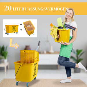 Reinigungswagen mit Mopp und Presse für professionelle Reinigung 20L