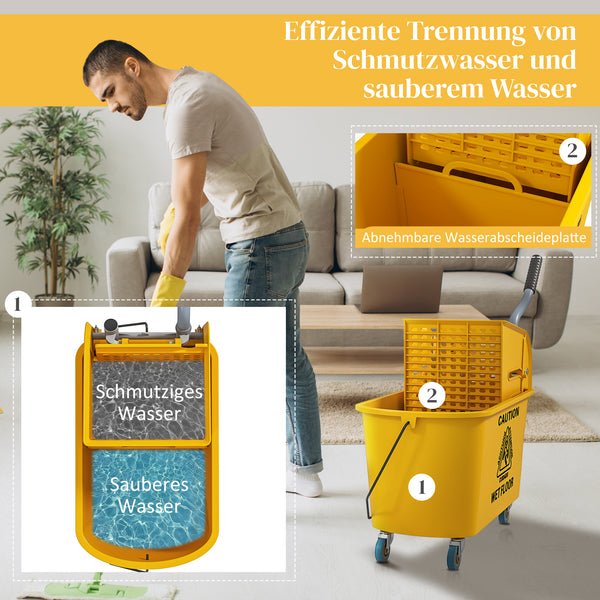 Reinigungswagen mit Mopp und Presse für professionelle Reinigung 20L