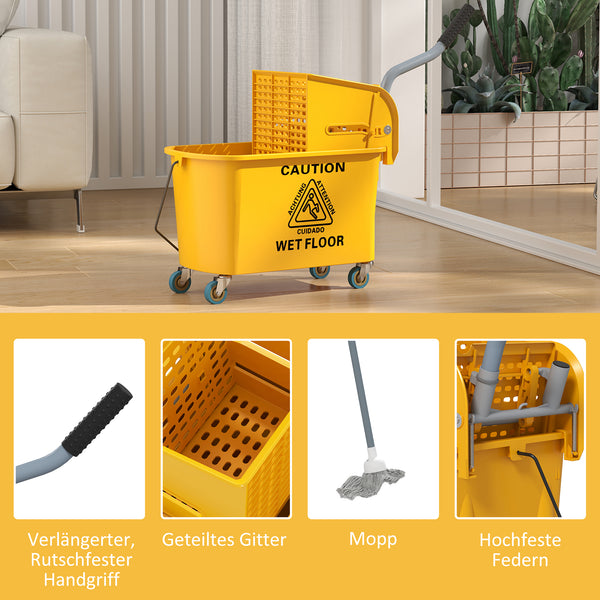 Reinigungswagen mit Mopp und Presse für professionelle Reinigung 20L