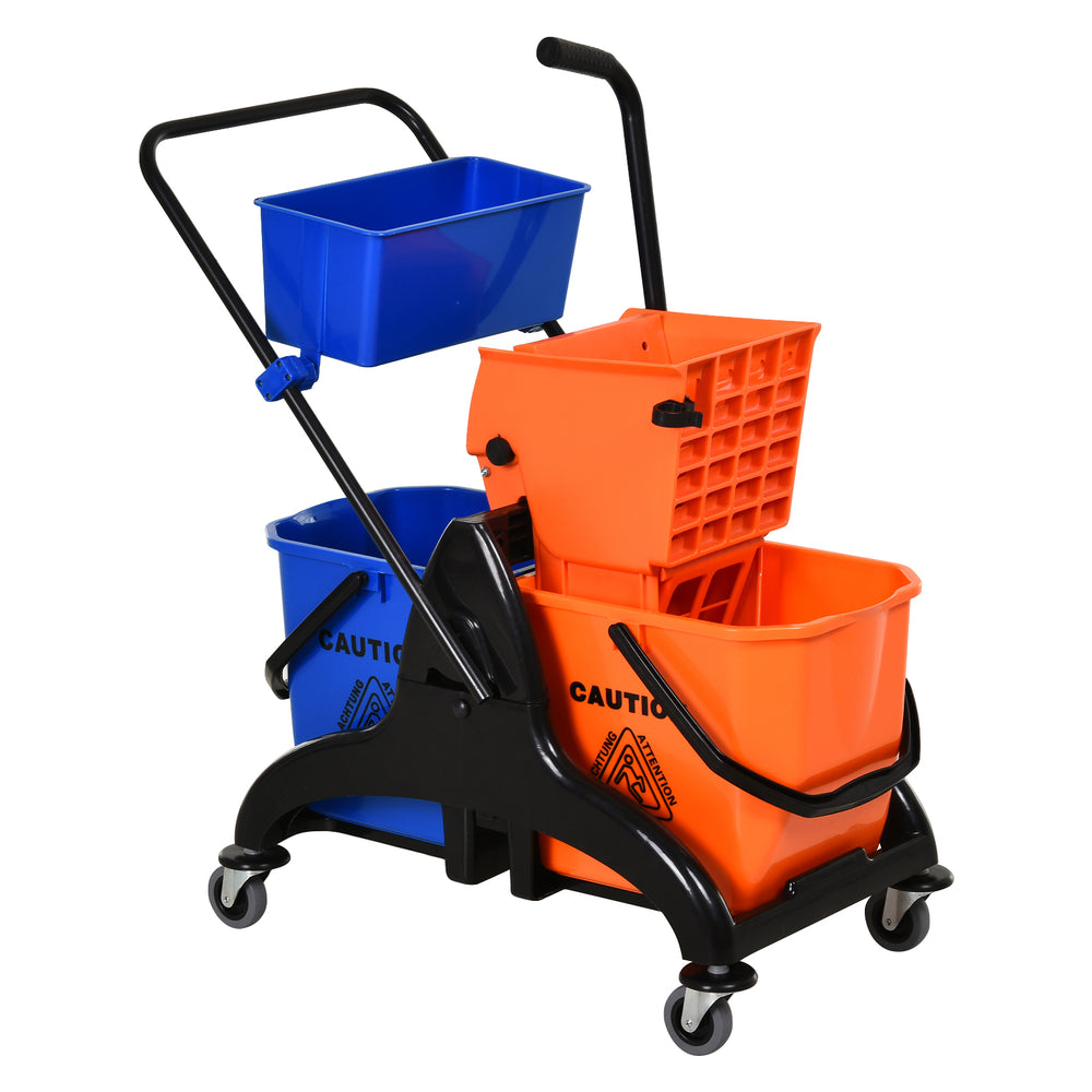 Reinigungswagen rollbar mit Eimer 26L und Wringaufsatz für Wischmopp