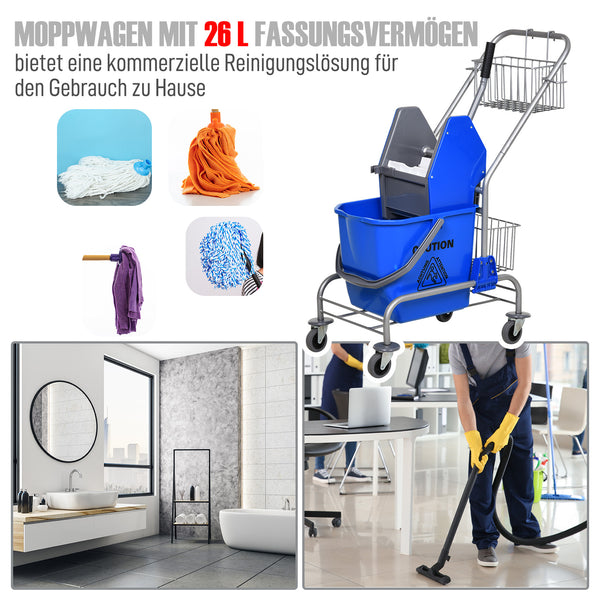 Reinigungswagen rollbar mit Griff aus Kunststoff für Bodenreinigung