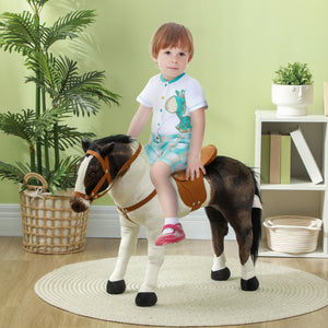 Reitpferd Kinderspielzeug mit Sound Sattel & Zaumzeug 3-8 Jahre Braun-Cremeweiss