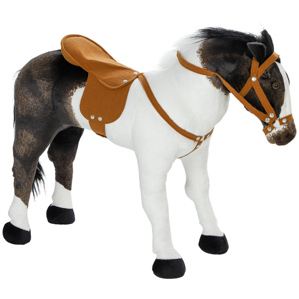 Reitpferd Kinderspielzeug mit Sound Sattel & Zaumzeug 3-8 Jahre Braun-Cremeweiss