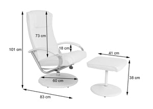 Relaxliege Relaxsessel Fernsehsessel mit Hocker creme-weiss