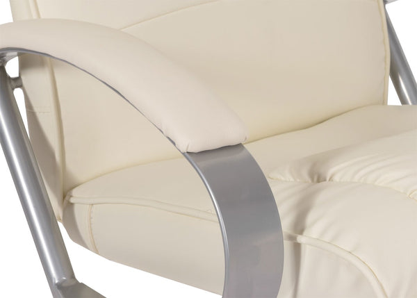 Relaxliege Relaxsessel Fernsehsessel mit Hocker creme-weiss