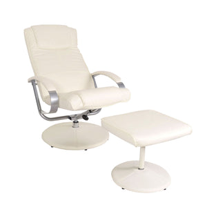 Relaxliege Relaxsessel Fernsehsessel mit Hocker creme-weiss