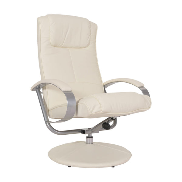 Relaxliege Relaxsessel Fernsehsessel mit Hocker creme-weiss