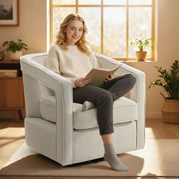 Relaxsessel drehbar mit Armlehnen für Wohnzimmer beige