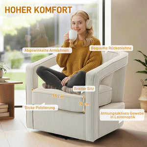 Relaxsessel drehbar mit Armlehnen für Wohnzimmer beige