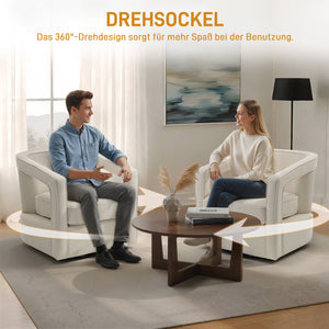 Relaxsessel drehbar mit Armlehnen für Wohnzimmer beige