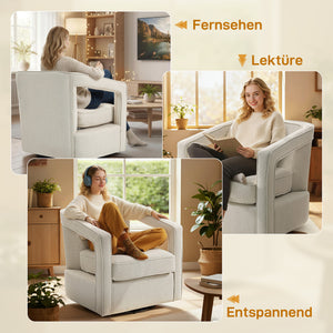 Relaxsessel drehbar mit Armlehnen für Wohnzimmer beige
