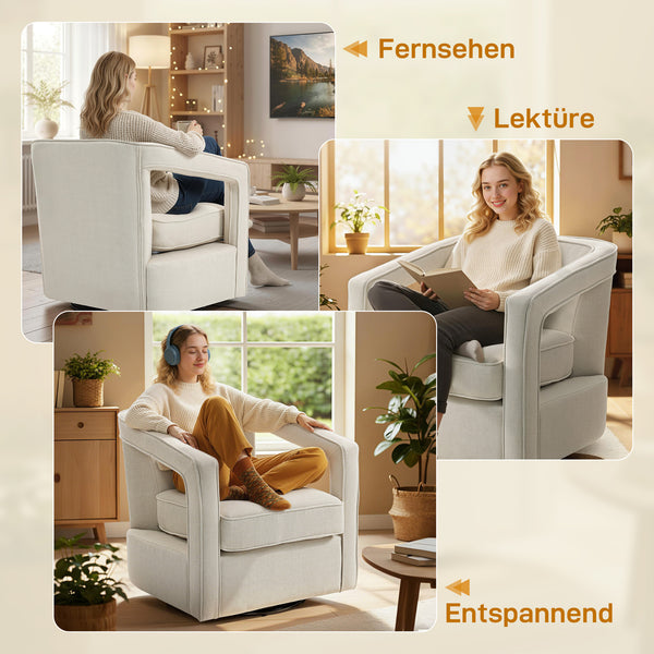 Relaxsessel drehbar mit Armlehnen für Wohnzimmer beige