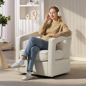 Relaxsessel drehbar mit Armlehnen für Wohnzimmer beige