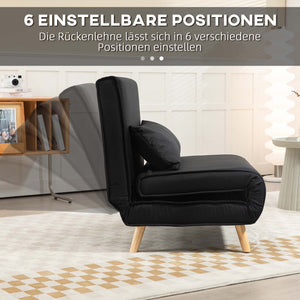 Relaxsessel mit Bettfunktion für 1 Person modern schwarz