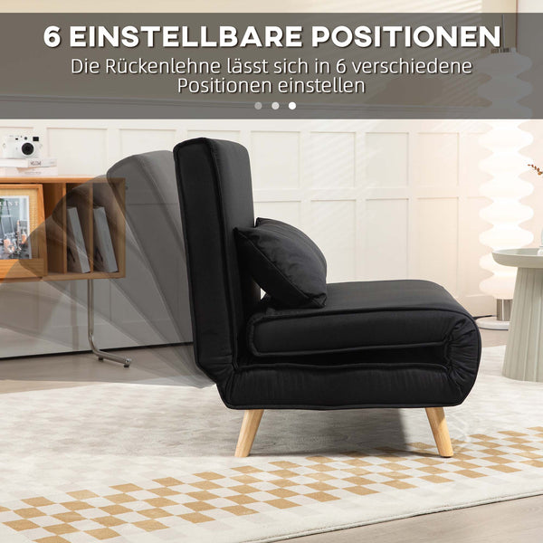 Relaxsessel mit Bettfunktion für 1 Person modern schwarz