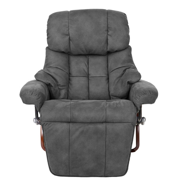 Relaxsessel Calgary 2 Fernsehsessel 150kg dunkelgrau Walnuss-Optik