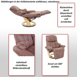 Relaxsessel Calgary 2 Fernsehsessel 150kg dunkelgrau Walnuss-Optik