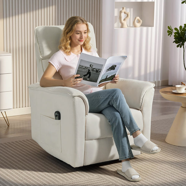 Relaxsessel elektrisch mit Liegefunktion verstellbar cremeweiss